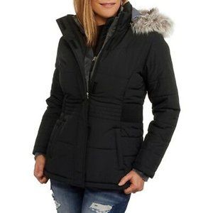 Free Tech Puffer Coat With Faux Fur Trim
